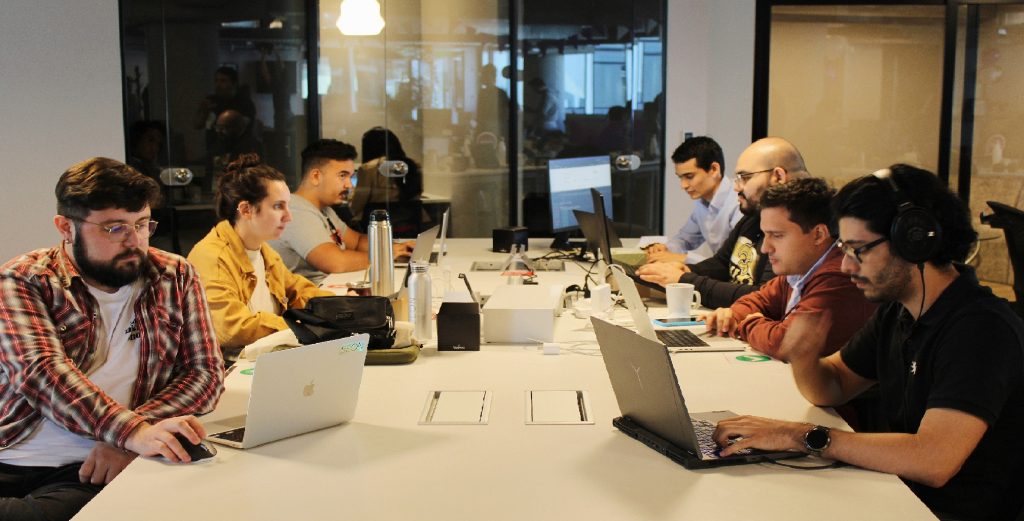A nearshore dedicated team of software developers performs services for a client