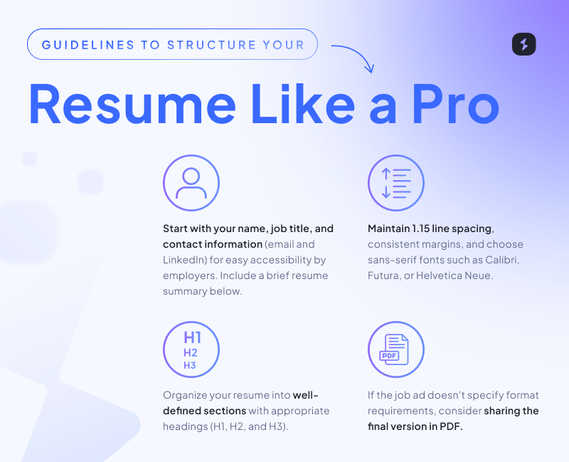 Infographic with guidelines to structure your software developer resume like a pro.