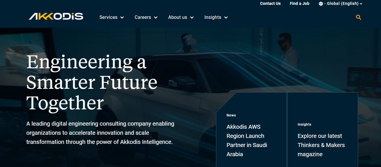 Hero section of Akkodis website