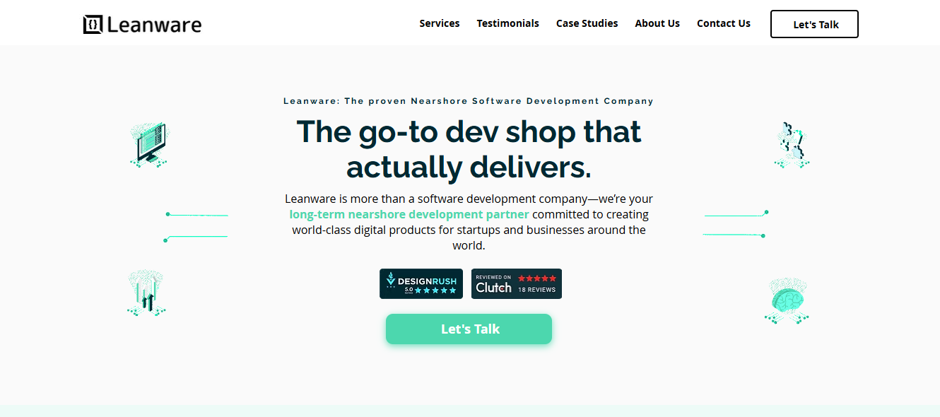 Hero section of Leanware website highlighting they are the go-to dev shop that actually delivers