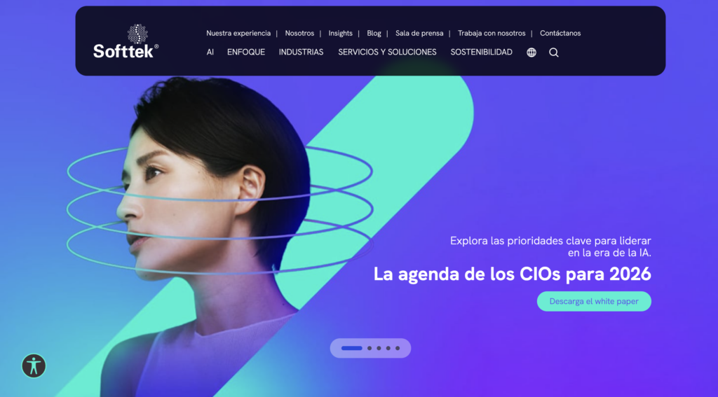 Hero section of an IT nearshore company for enterprises.