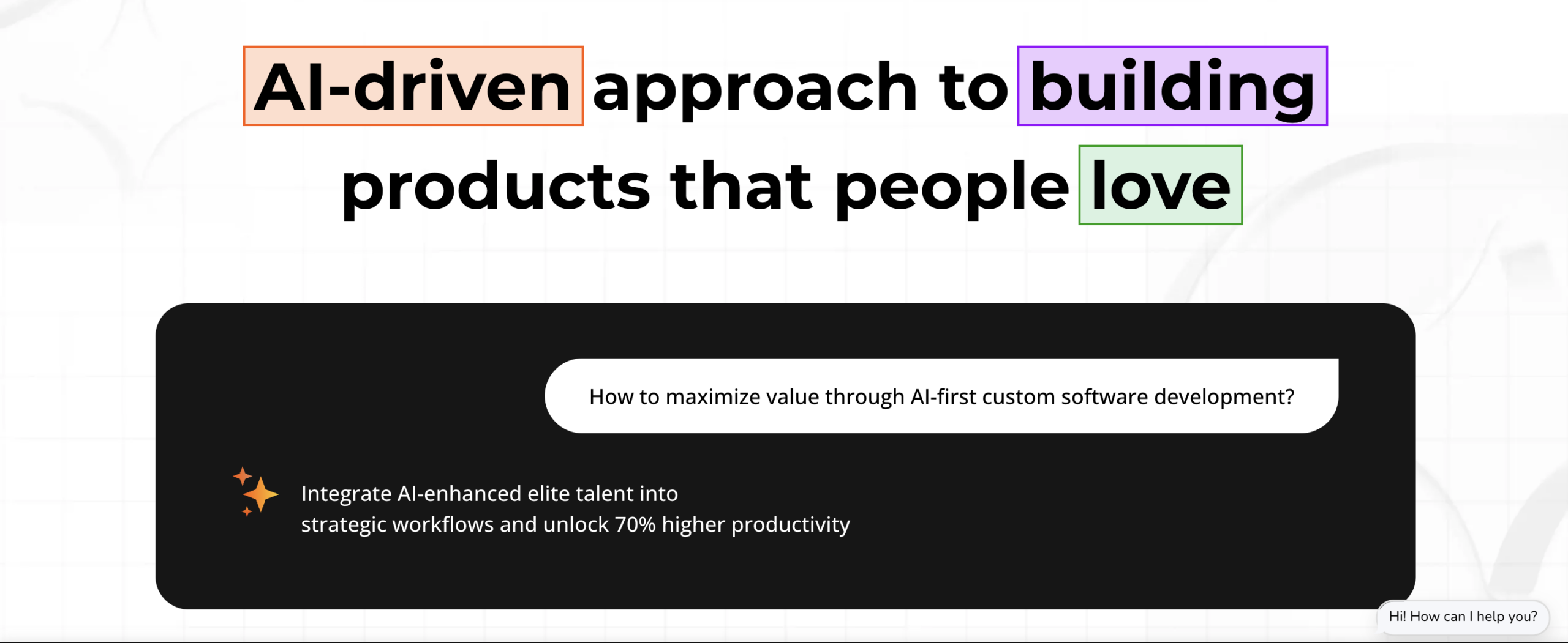 Hero section of AgileEngine website highlighting you can build products that people love through an AI-driven approach.