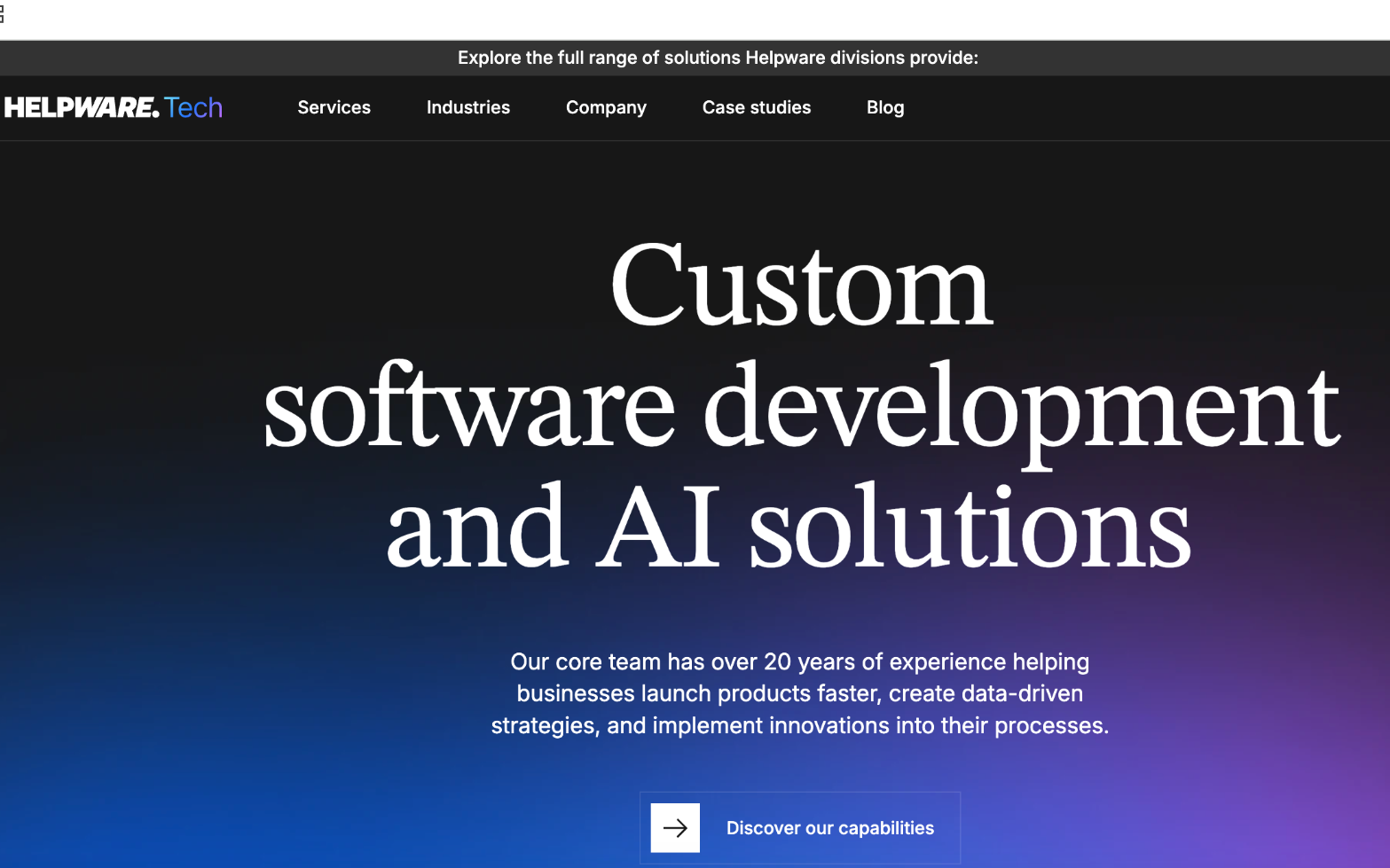 Helpware Tech home page