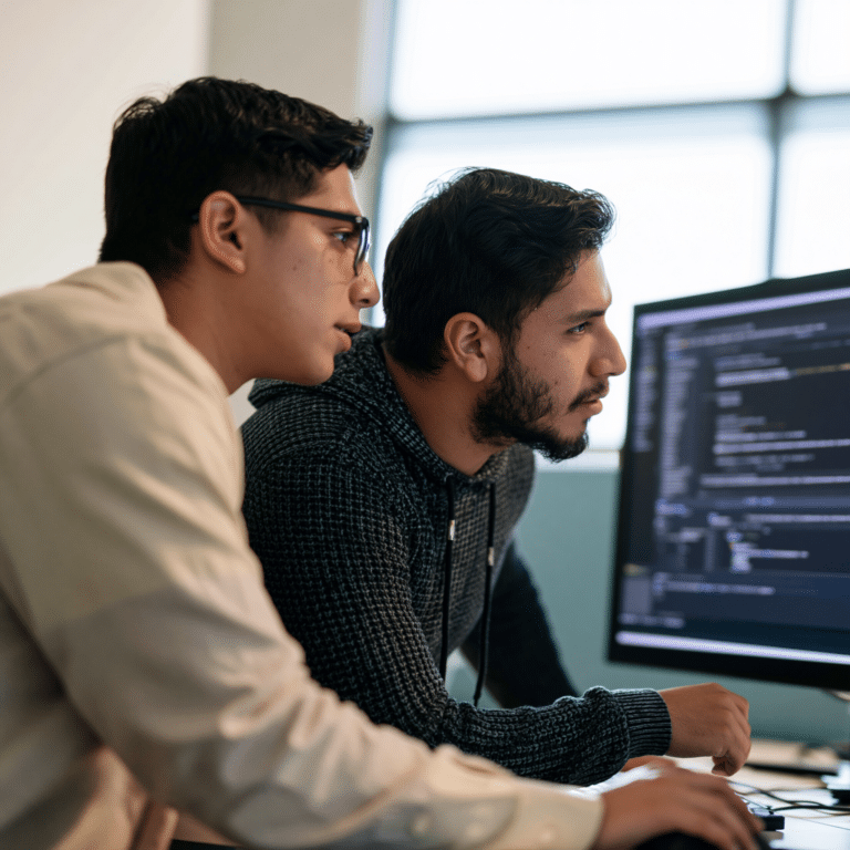Latin american engineers working.