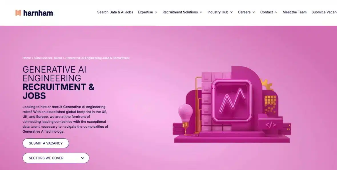 Harnham's Generative AI Engineering Recruitment and Jobs page